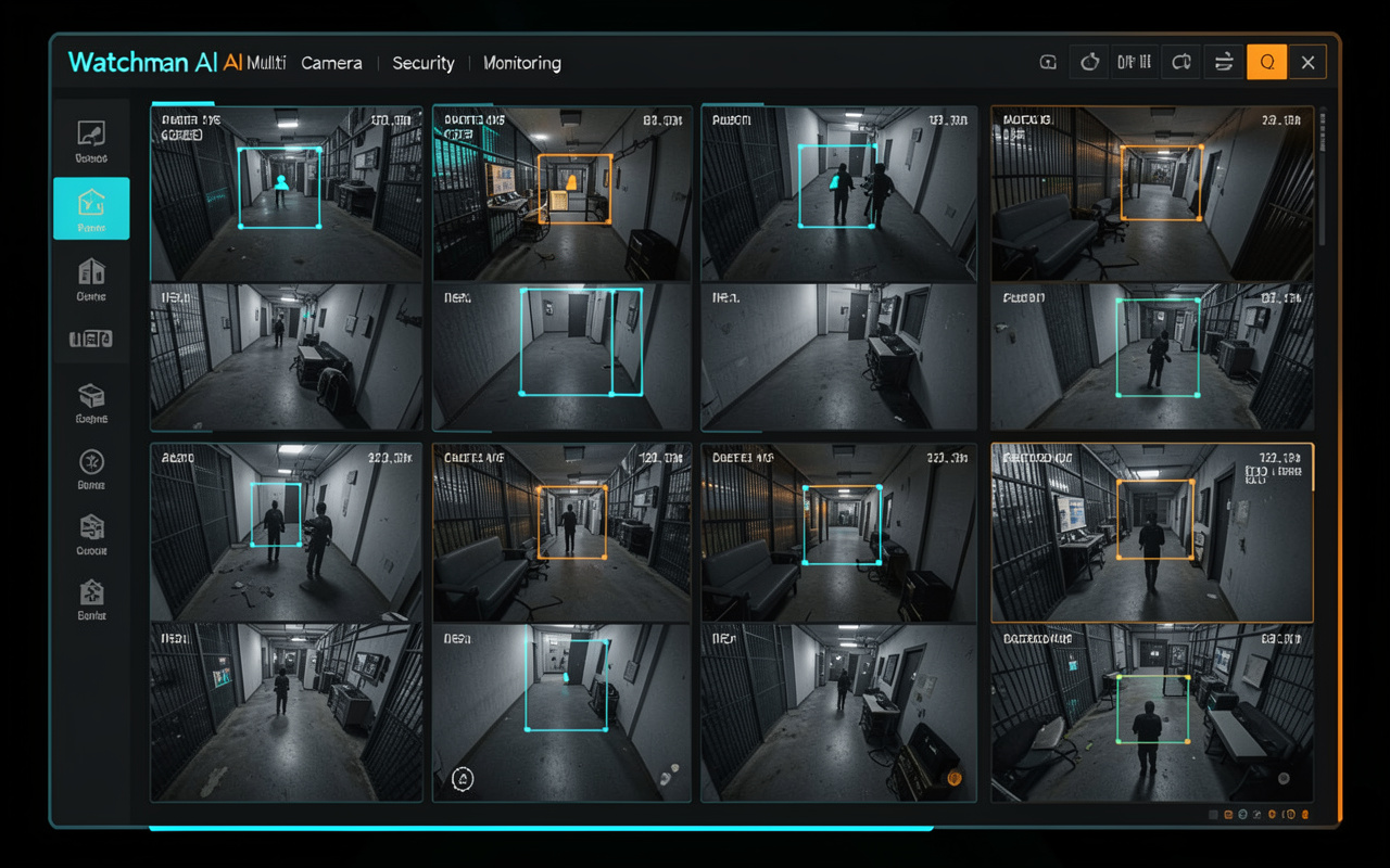 Watchman AI multi-camera analytics dashboard
