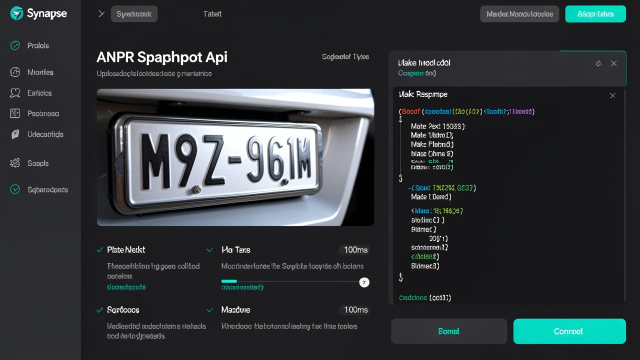 ANPR Snapshot API dashboard with JSON plate response